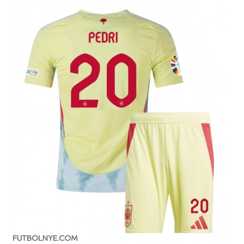 Camiseta España Pedri Gonzalez #20 Visitante Equipación para niños Eurocopa 2024 manga corta (+ pantalones cortos)